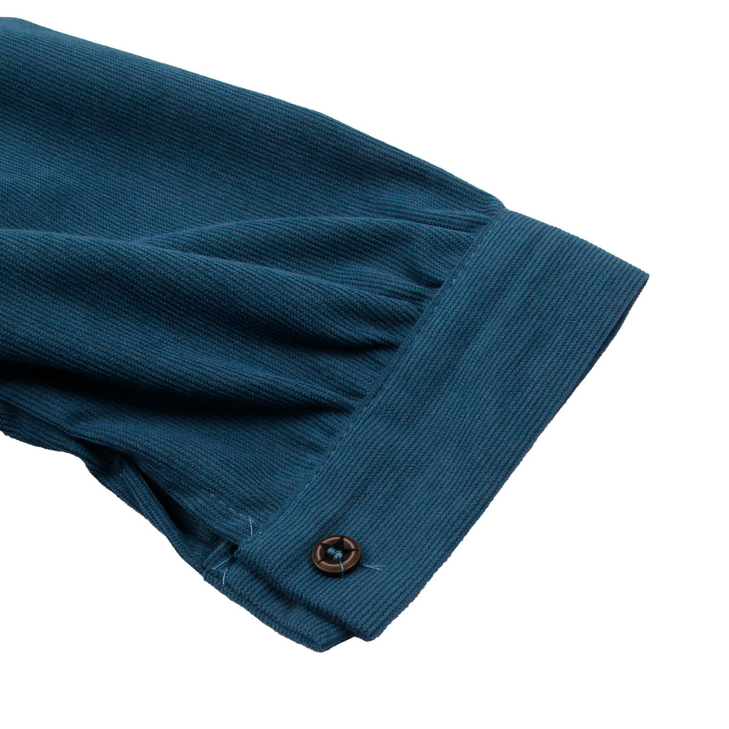 SSCSS Women's Stylish Blue Long-Sleeve Corduroy Turn-Down Collar Coat