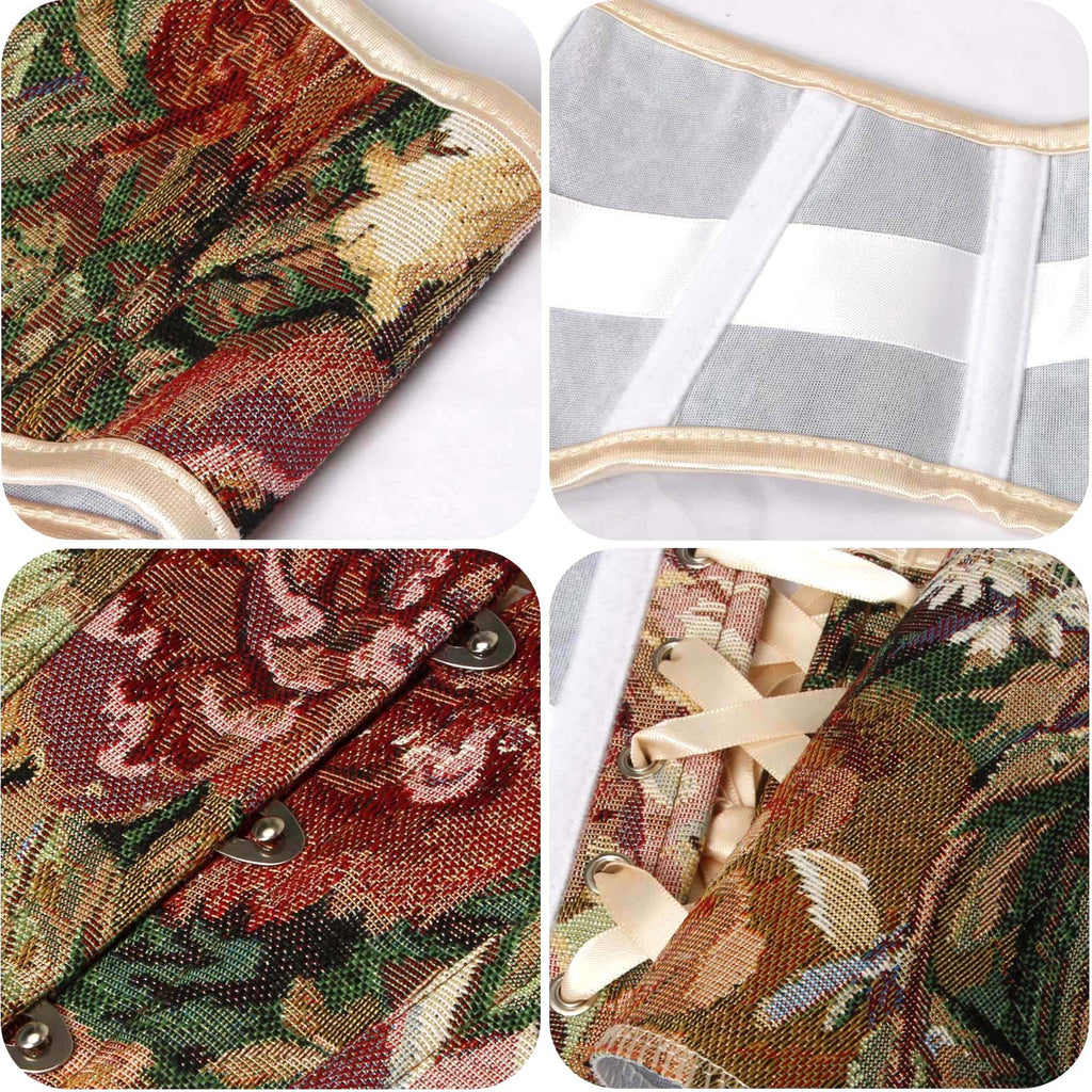 SSCSS Women's Renaissance Floral Underbust Corset Lace Up Waist Cincher Belt