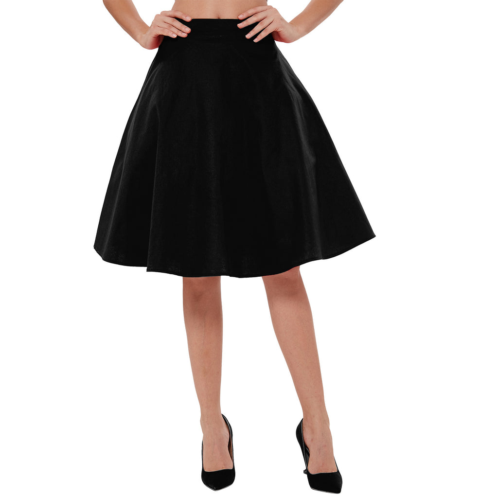 SSCSS Women's Casual Knee Length High Waisted Flare Midi A Line Full Circle Formal Skirt
