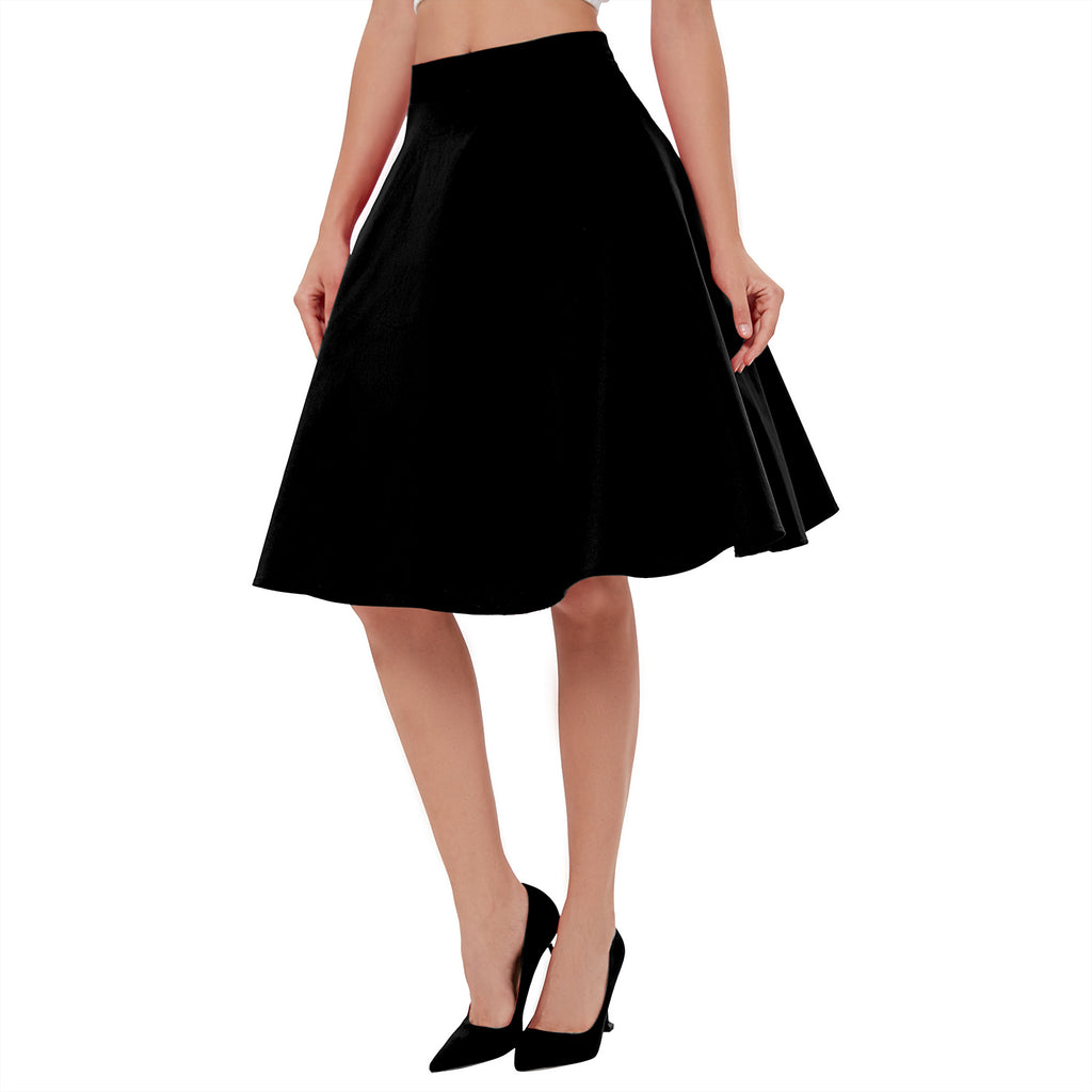 SSCSS Women's Casual Knee Length High Waisted Flare Midi A Line Full Circle Formal Skirt