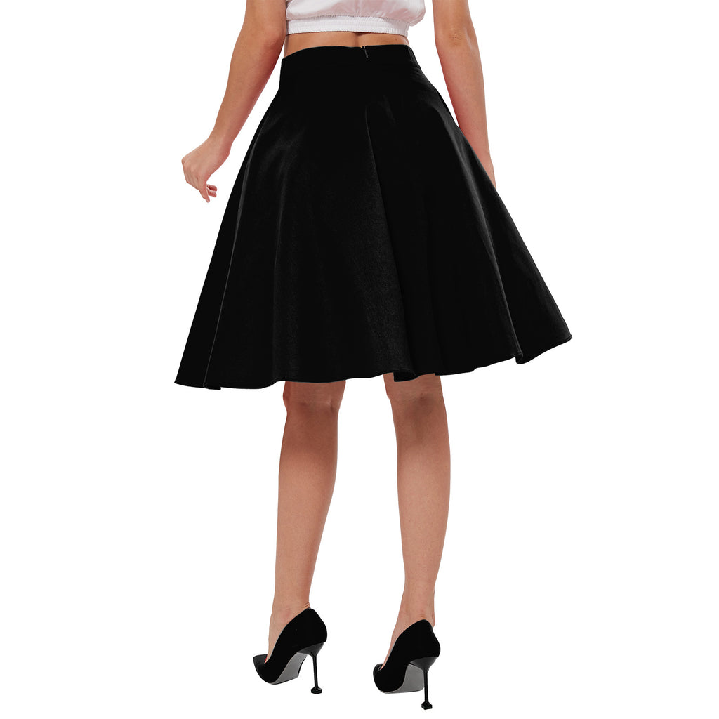 SSCSS Women's Casual Knee Length High Waisted Flare Midi A Line Full Circle Formal Skirt