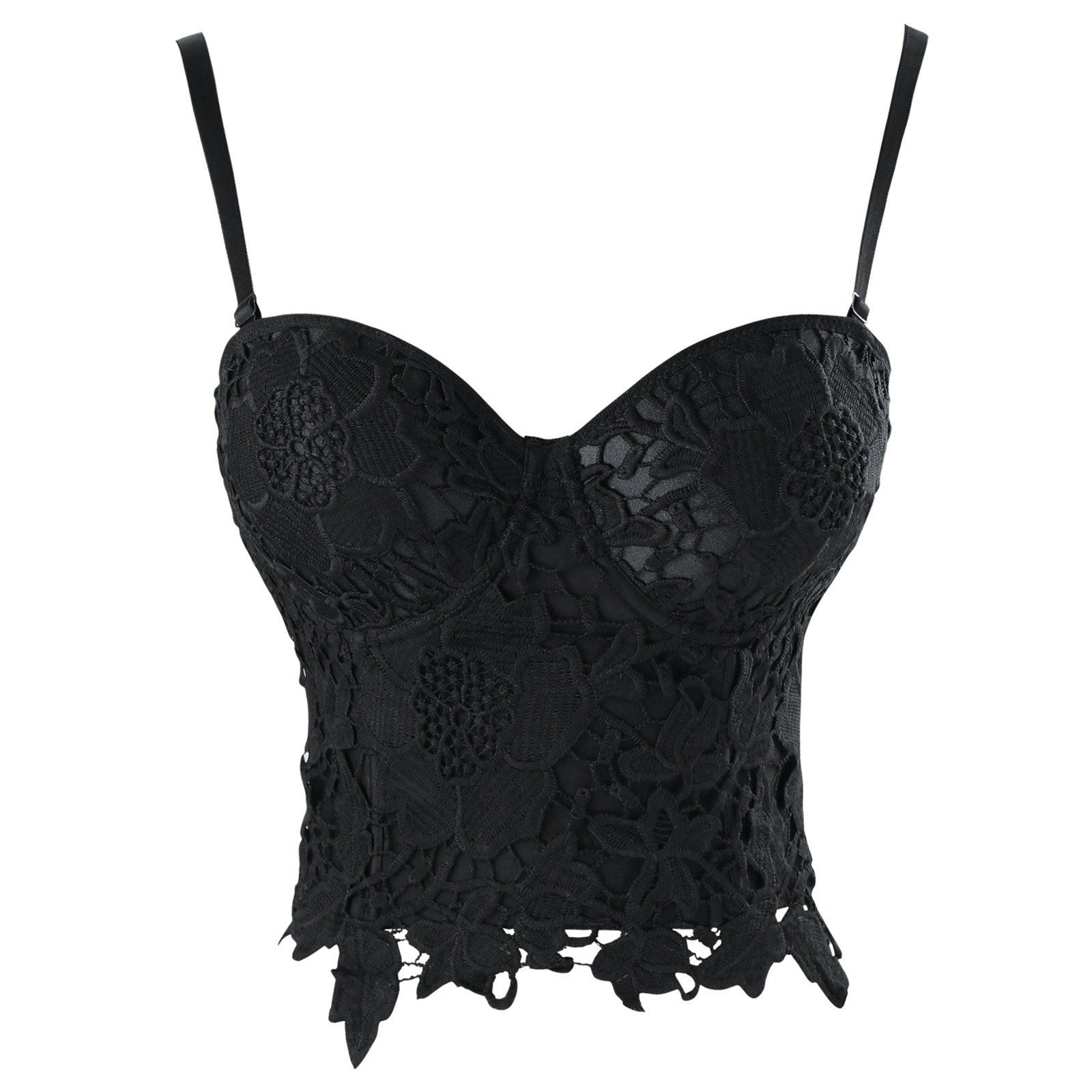 SSCSS Women's Punk Goth Floral Lace Bustier Corset Party Bralet Crop Top