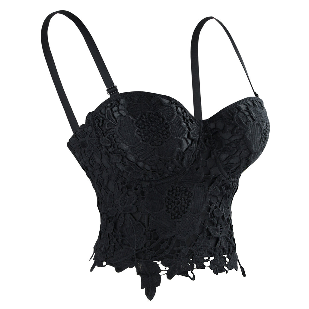 SSCSS Women's Punk Goth Floral Lace Bustier Corset Party Bralet Crop Top