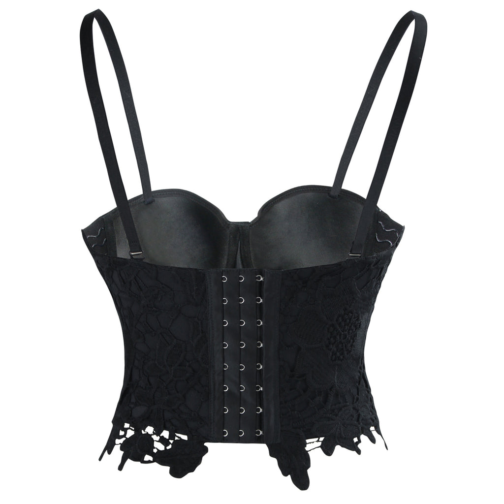 SSCSS Women's Punk Goth Floral Lace Bustier Corset Party Bralet Crop Top