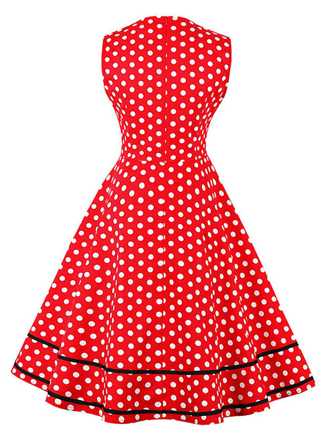 SSCSS Women's Sleeveless Christmas Party Polka Dot Cocktail Dress for Holiday