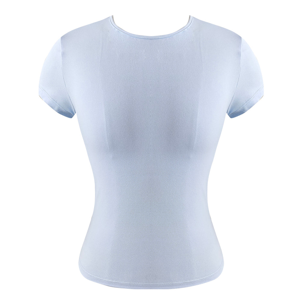SSCSS Women's Slim-Fit Waist-Cinching Short Sleeve Yoga Sport Athletic Shirt