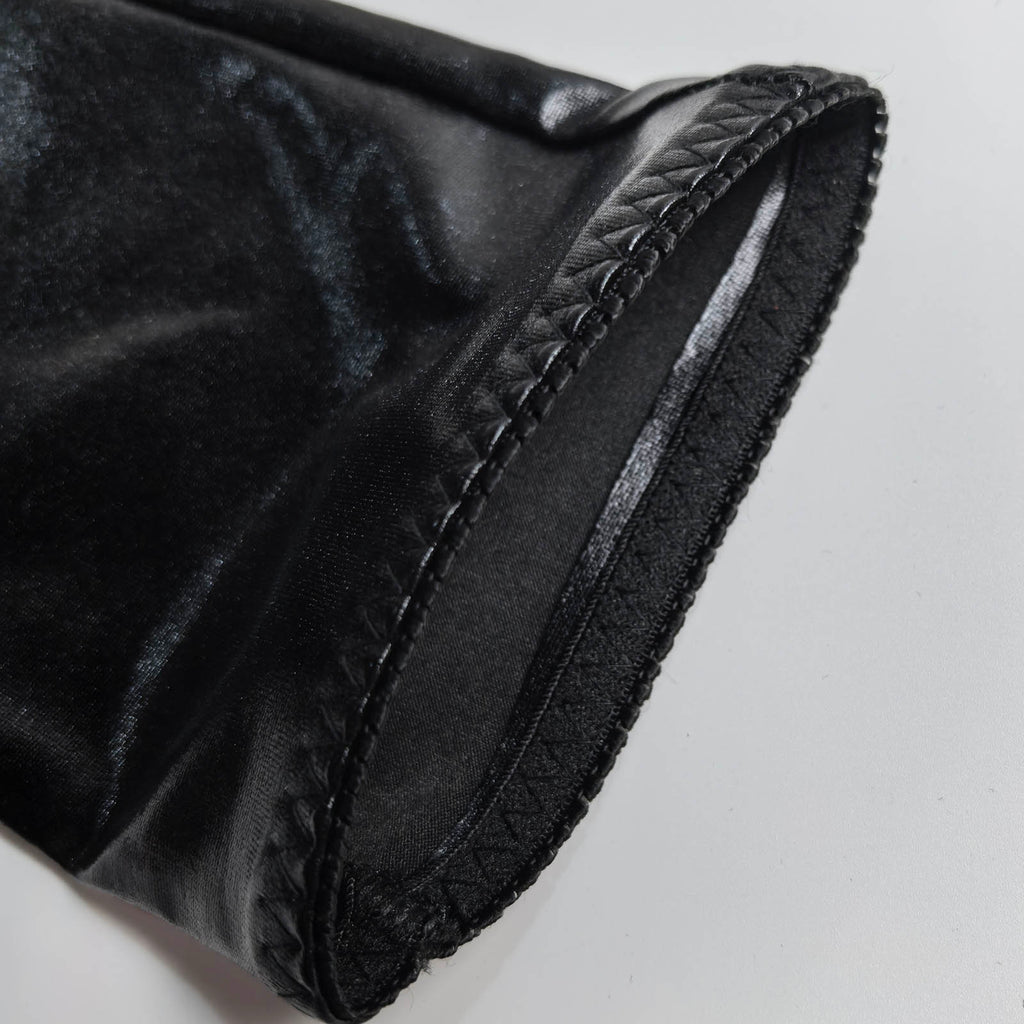 SSCSS Women's Black Patent Leather Long Pole Dance Gloves